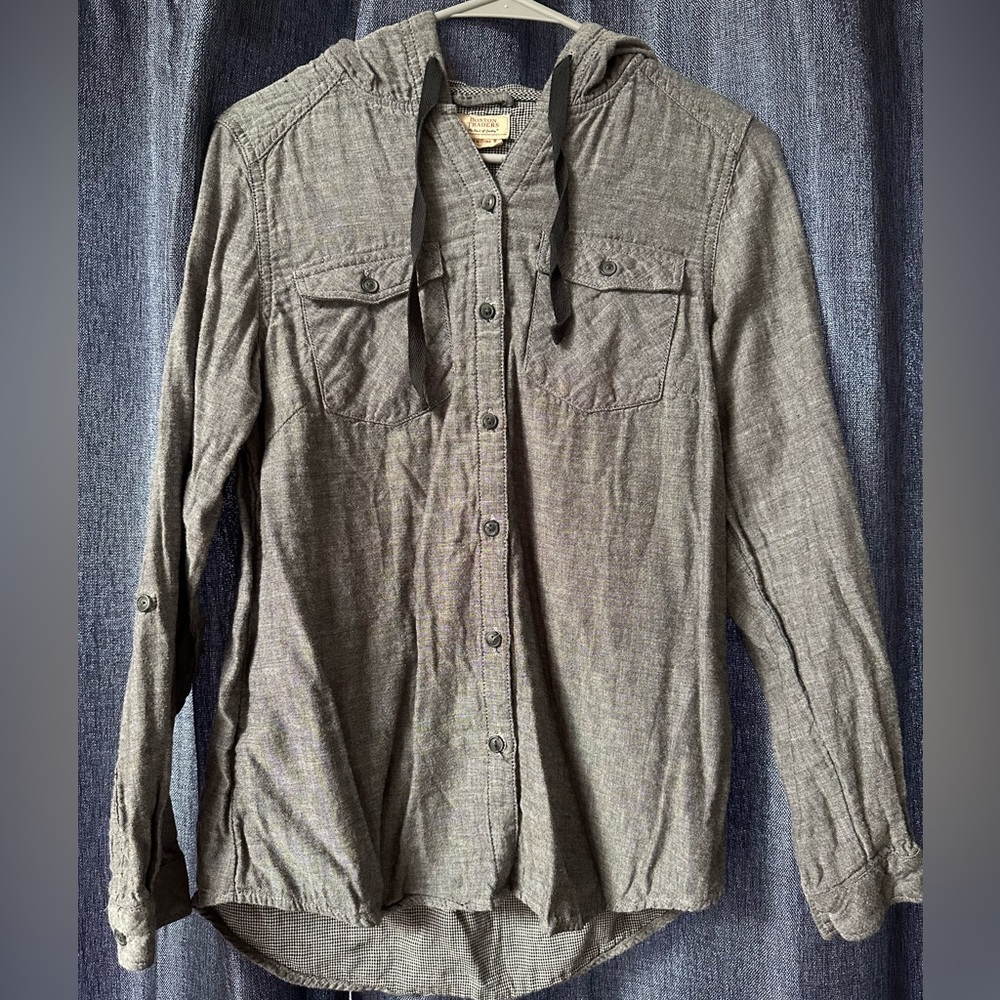 Grey button down shirt/hoodie